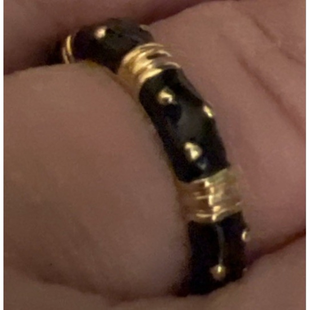 Lauren‎ G Adams LGA Stacking Enamel Ring Black Gold-Tone Size 6 NWT - Picture 2 of 10